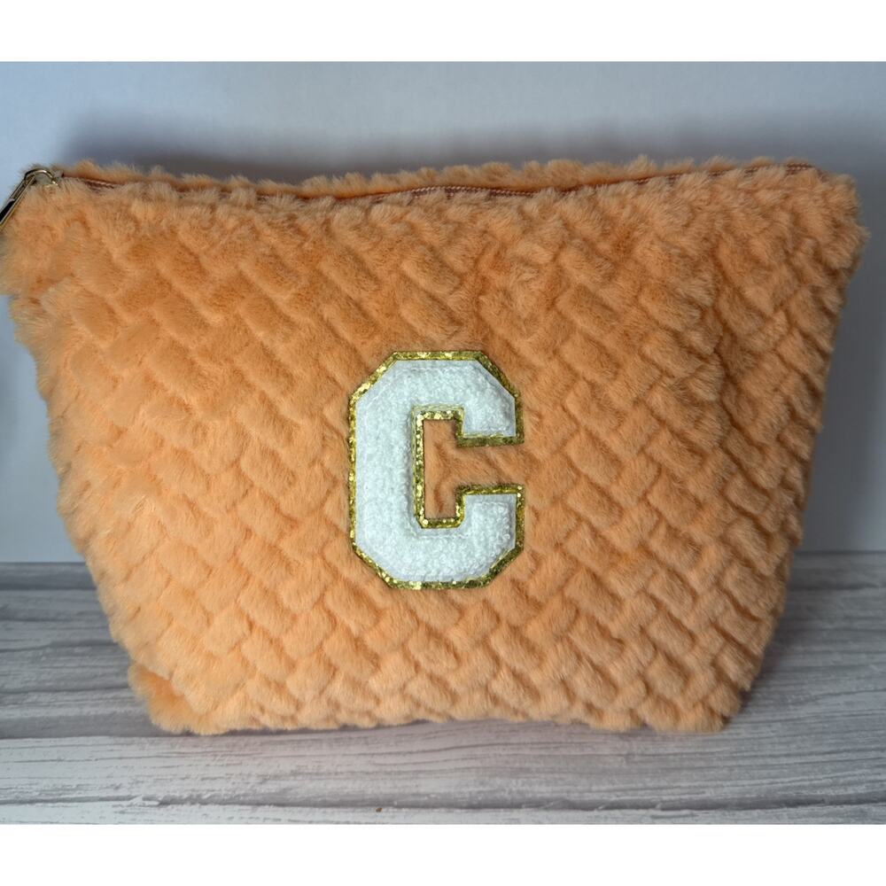 YOOLIFE Personalized Initial Makeup Bag for Women | Orange Letter”C” - Picture 1 of 5